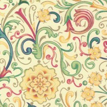 Yellow Florentine Floral Print Paper ~ Kartos Italy